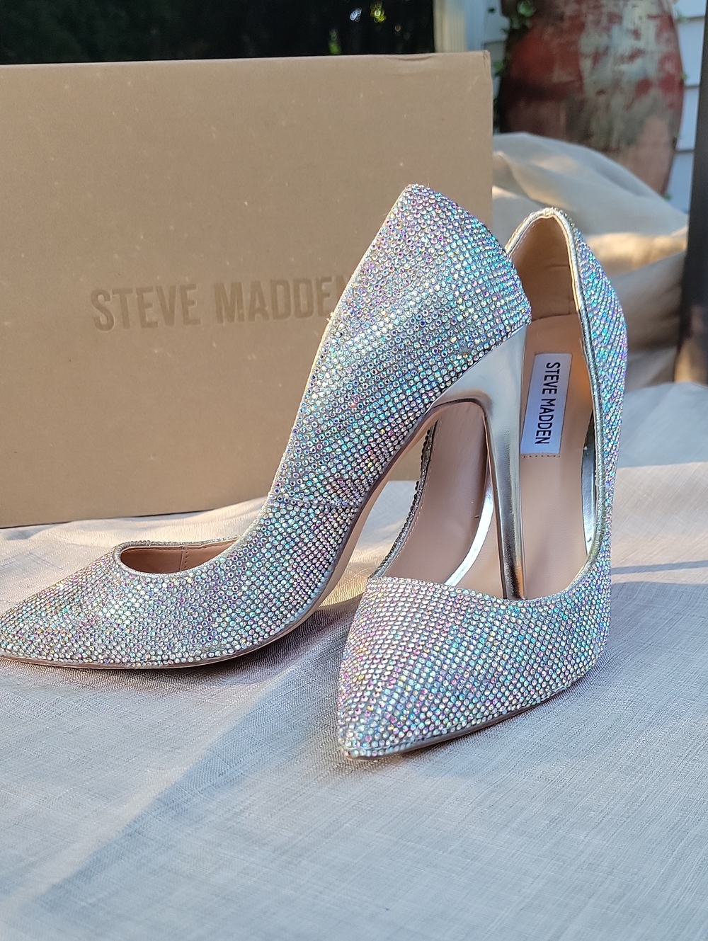 Steve Madden Iridescent Crystal Embellished Pointed-Toe Pumps - Iridescent